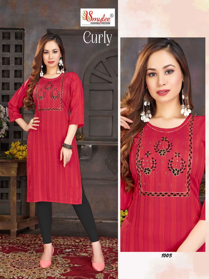 Curly By Rung Rayon Designer Kurtis Catalog